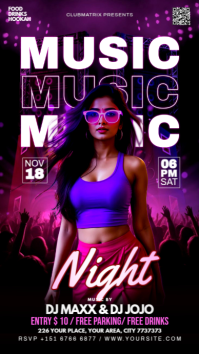 Purple Maximalist Music Night  Instagram Story template