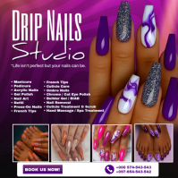 Purple Maximalist Nails Studio Promotion Template Template Instagram Post
