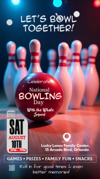 Purple Maximalist National Bowling Day Event Instagram Story template
