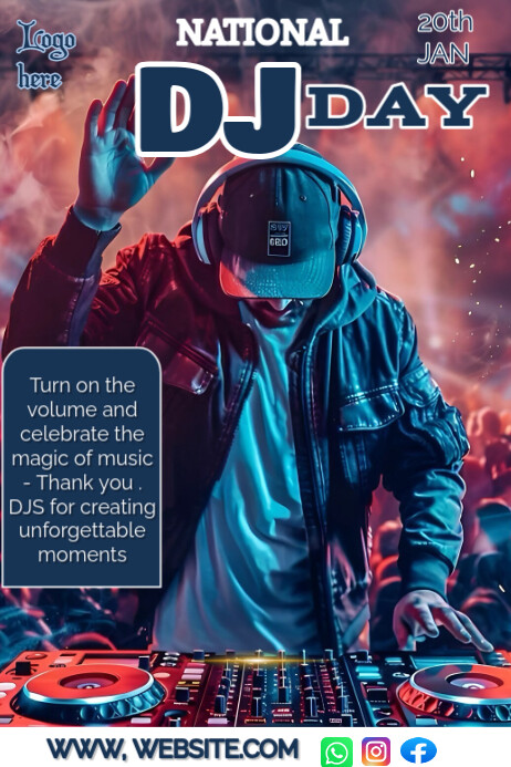 Purple National Dj Day Posters Template | PosterMyWall
