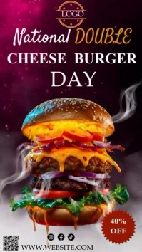 Purple Maximalist National Double Cheese Day Instagram Reel template