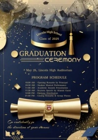 Purple Maximalist Navy Maximalist Lincoln High School Class Of 2025 Graduation Ceremony Schedule Pos A4 template