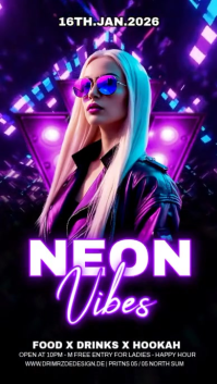 Purple Maximalist Neon Party Party Instagram Story template