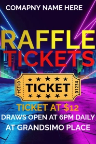 Purple Maximalist Neon Raffle Tickets Poster Póster template