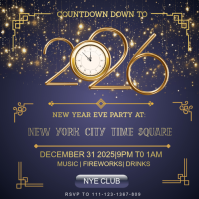 Purple Maximalist New Year Eve Countdown Party Flyer  Square (1:1) template