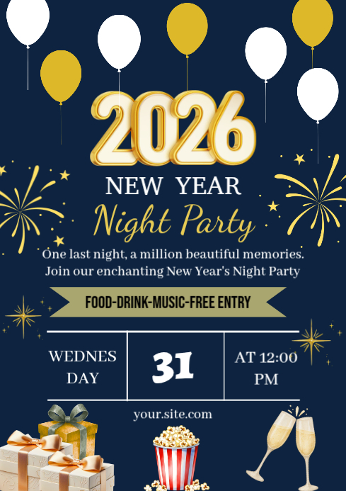 Plantilla de Purple Maximalist New Year Party A4 | PosterMyWall