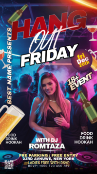Purple Maximalist Night Club Party Facebook Story template