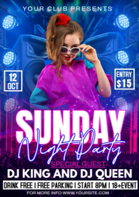 Purple Maximalist Night Party A4 template
