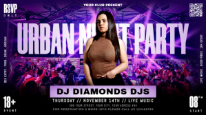 Purple Maximalist Nightclub Flyer Twitter Post Wpis na Twittera template