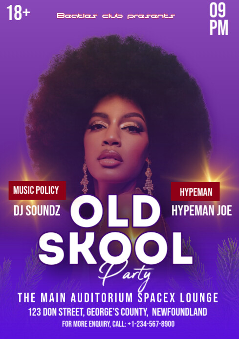 Purple Maximalist Old Skool Party A4 template