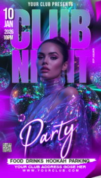 Purple Maximalist Party Flyer Business Card template