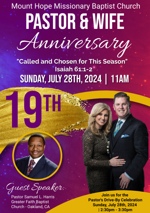 Purple Maximalist  Pastor & Wife Anniversary A4 template