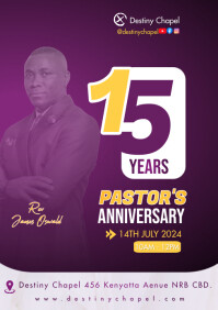 Purple Pastor's Anniversary A3 Template