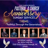 Purple Maximalist Pastoral & Church Anniversary Flyer Instagram Post template