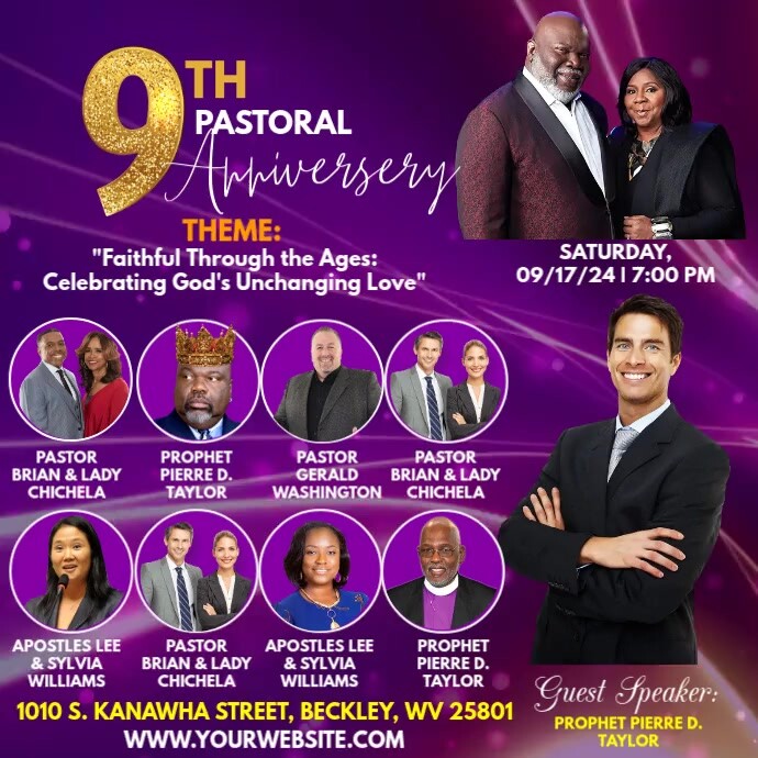 Purple Maximalist Pastoral Anniversary Flyer Instagram Post template