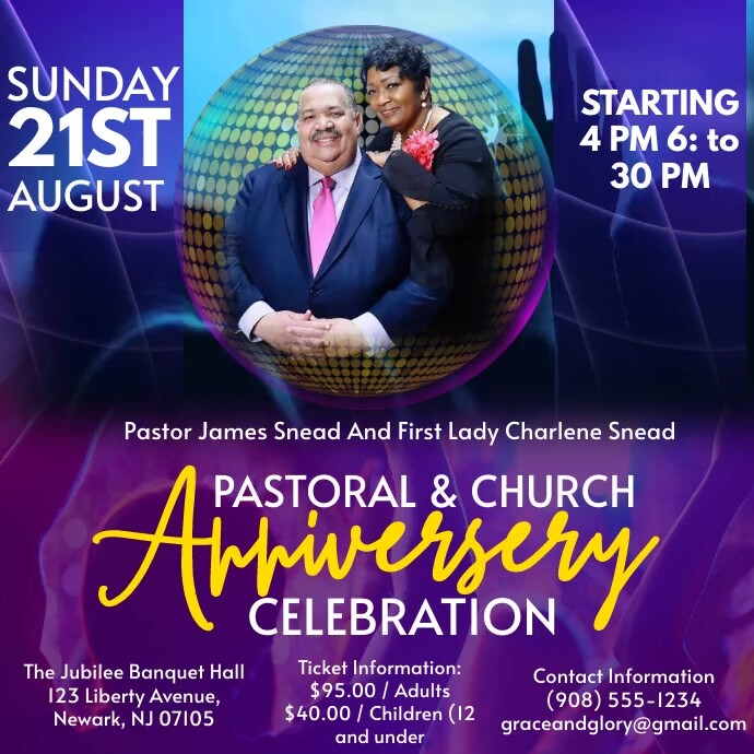 Purple Maximalist Pastoral Anniversary Flyers Publicação no Instagram template