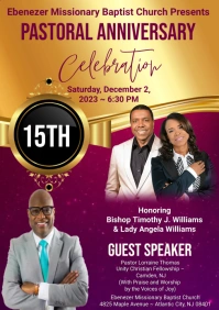 Purple Maximalist Pastoral Anniversary Flyers A4 template