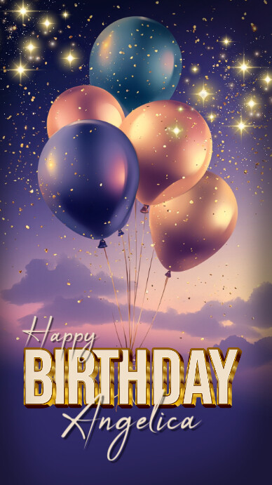 Purple Maximalist Pblue Purple Pastel Happy Birthday Card Instagram Story template
