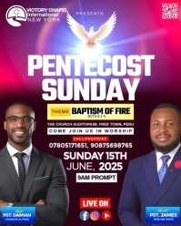 Purple Maximalist Pentecost Sunday Service Instagram Portrait template