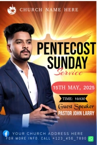 Purple Maximalist Pentecost Sunday Service  Pinterest Graphic template