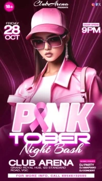 Purple Maximalist Pink October Club Party Template Digital Display (9:16)