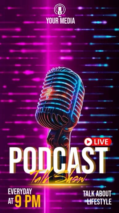 Purple Maximalist Podcast Talk Show  Digital Display (9:16) template