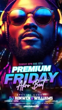 Purple Maximalist Premium Friday Afro Beat Party Facebook Story template