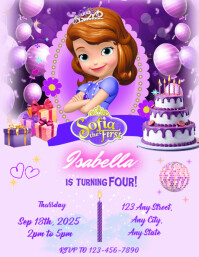 Purple Birthday Party Flyer Template