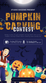 Purple Maximalist Pumpkin Carving Contest Instagram Story template