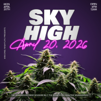 Purple Maximalist Purple 420 Day Cannabis Event Instagram Post TEMPLATE