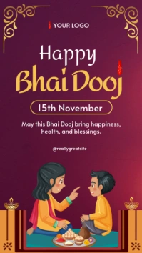 Purple Maximalist Purple And Gold Bhai Dooj Instagram Post Instagram Story template