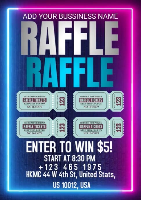 Purple Maximalist Raffle Ticket A2 Template | PosterMyWall