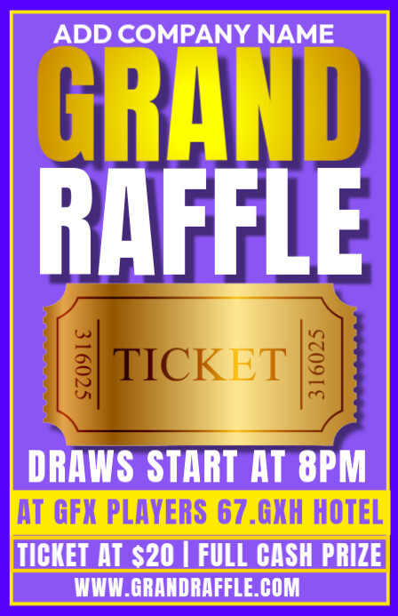 Purple Maximalist Raffle Ticket Tabloid Template | PosterMyWall
