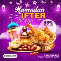 Purple Maximalist Ramadan Food Ifter Social Media Post Banner Template Instagram Post