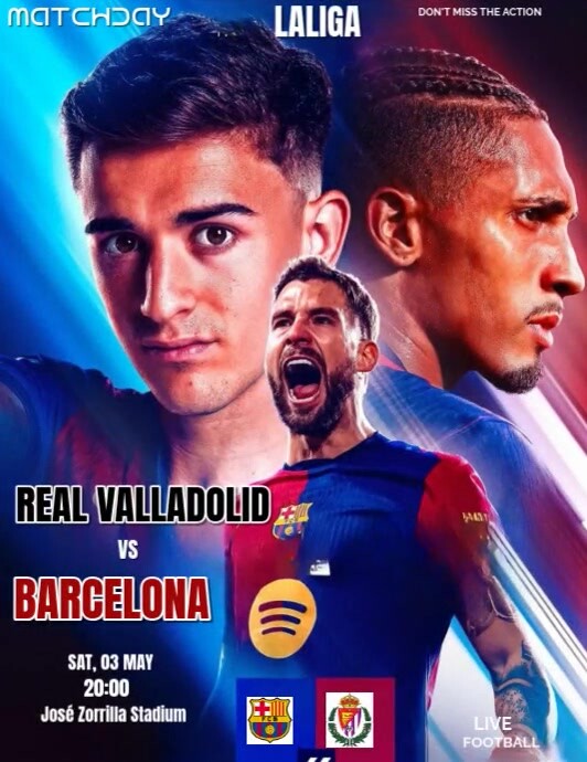 Purple Maximalist Real Valladolid Vs Barcelona Matchday  Flyer (us Letter) template
