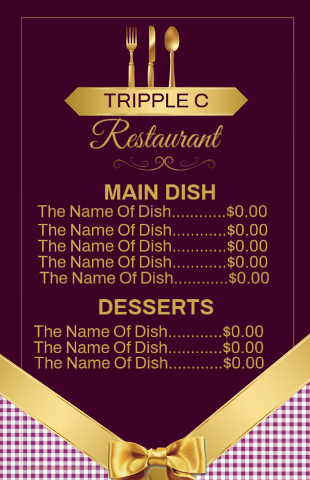 Purple Maximalist Restaurant Menu Tabloid Template | PosterMyWall