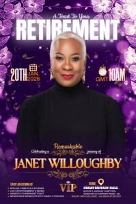 Purple Maximalist Retirement Party – Video Flyer/poster Template Poster