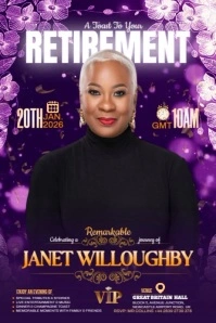 Purple Maximalist Retirement Party – Video Flyer/poster Template Poster