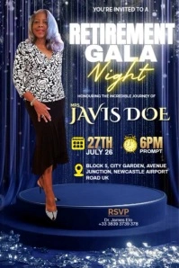 Purple Maximalist Retirement Party Invitation Card– Video Flyer/poster Template Poster