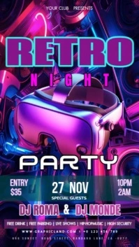 Purple Maximalist Retro Night Party Instagram Story template