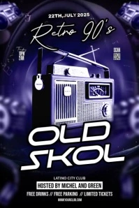 Purple Maximalist Retro Party Flyer Poster template