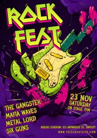 Purple Maximalist Rock Festival  A4 template