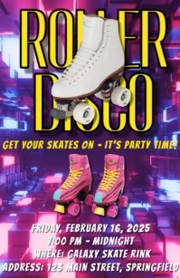 Purple Maximalist Roller Disco Skating Tabloid Tabloide template