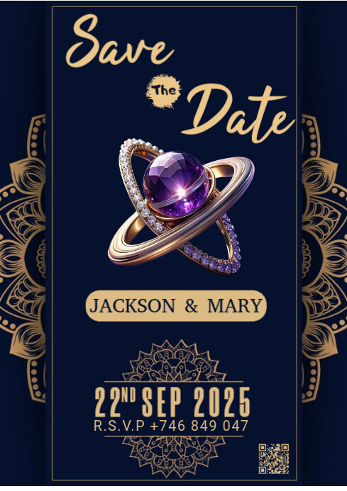 Purple Maximalist Save The Date A4 template