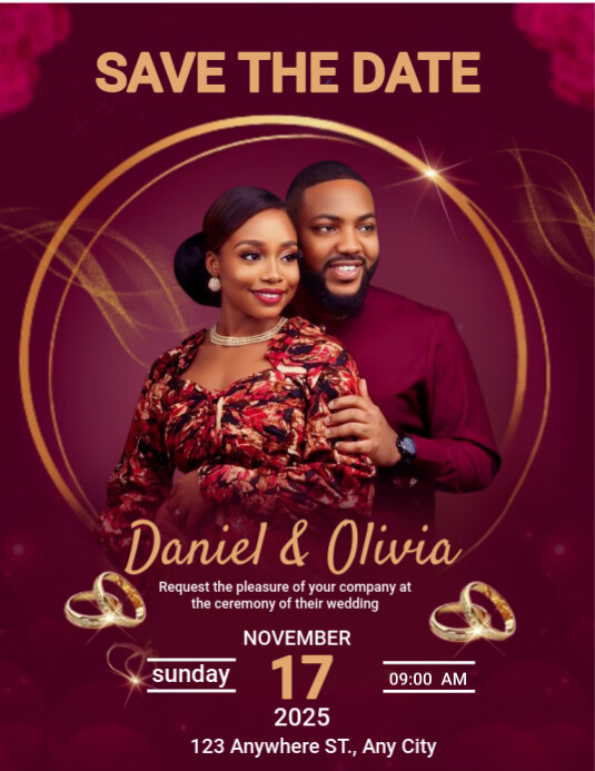Purple Maximalist Save The Date Flyer (us Letter) 传单(美国信函) template
