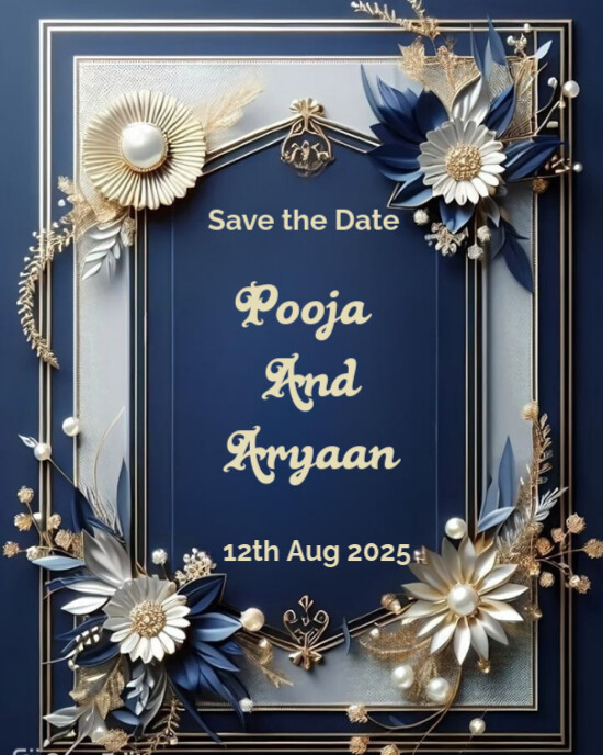 Purple Maximalist Save The Date Instagram Portrait template