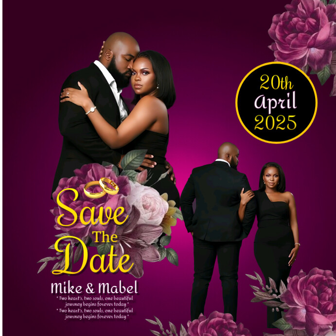 Purple Maximalist Save The Date Wedding Announcement  Instagram Post template
