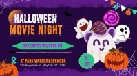 Purple Maximalist Scary/fun/violet/illustrative/spooky/halloween/cute/event/party/night/colorful/pum Digital Display (16:9) template