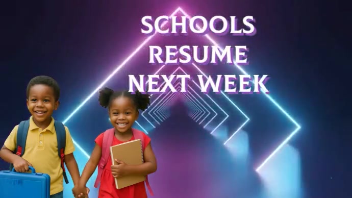Purple Maximalist Schools Resume Next Week Digital Display (16:9) template