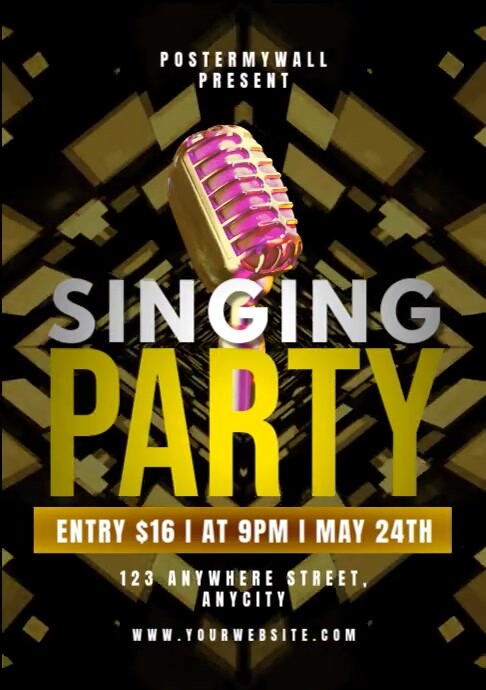 Purple Maximalist Singing Party A1 template